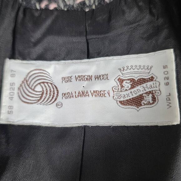 Saxton Hall Black White Pink Vintage Wool Tweed Full Length Lined Coat 5 / 6 - Picture 5 of 6